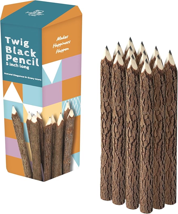 BSIRI Natural Twigs Wooden Pencils Handcrafted Suitable by HB3FbyBSIRI