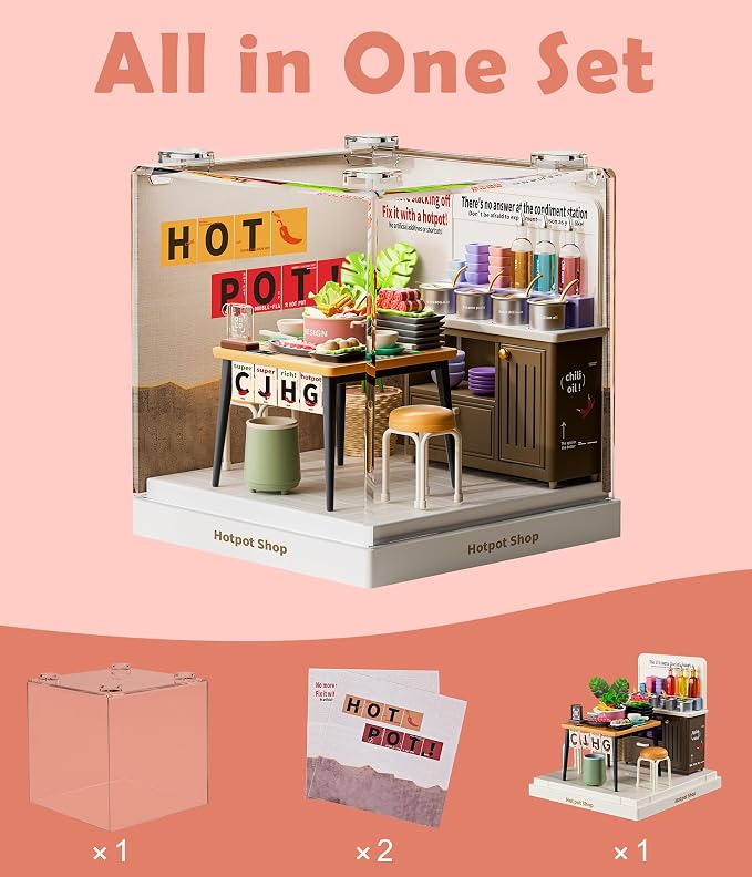 Hotpot Shop Miniature House Kit, Plastic DIY Dollhouse - Image 4