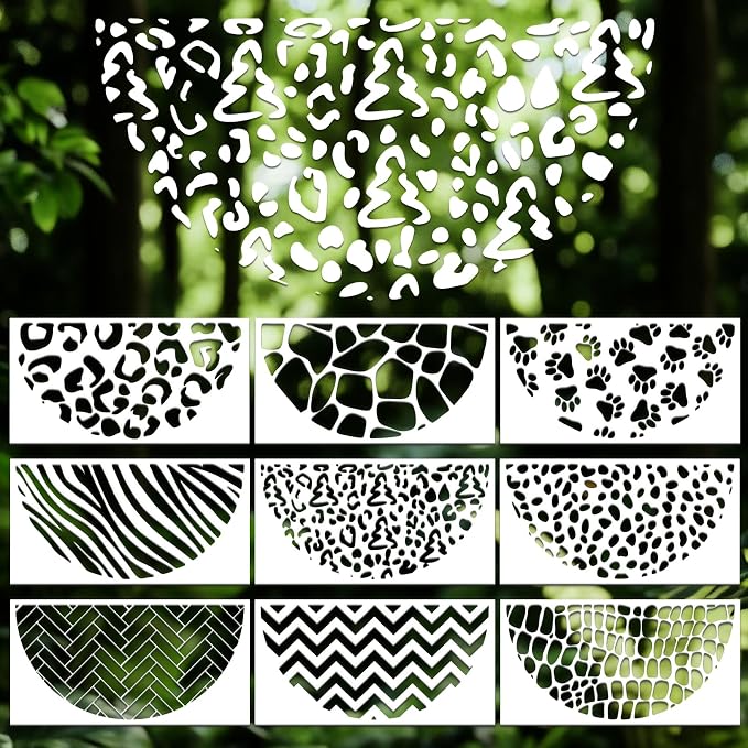 Geometric Texture Stencils for Crafts Reusable 9Pcs Stencils | DIY Art Painting by Unknown