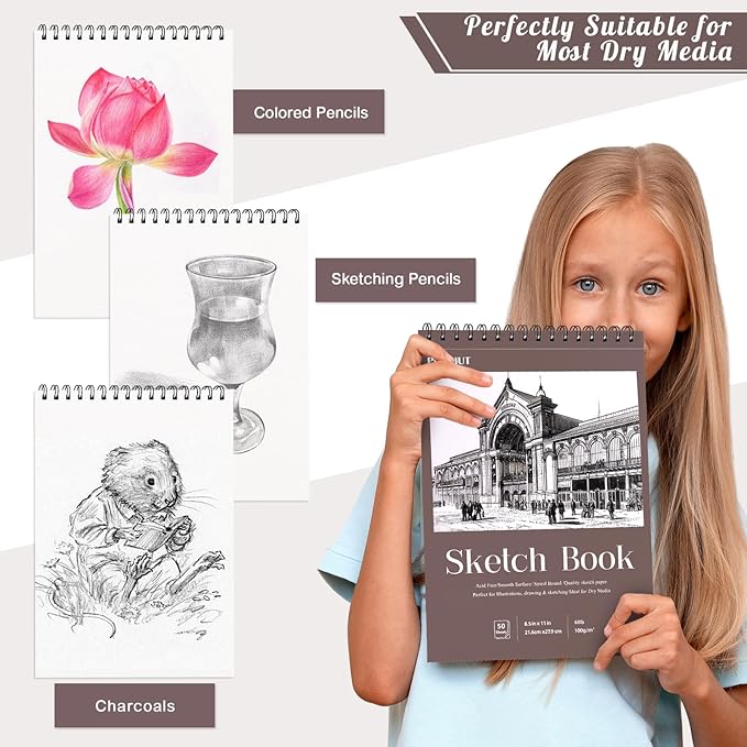 Sketch Book 8.5×11 inch, Spiral Bound Sketch Pad 50 Sheets, Acid-Free Sketchbook - Image 6
