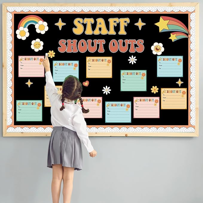 Boho Hippie Staff Shout Outs Bulletin Board Decorations Groovy Retro Staff - Image 4