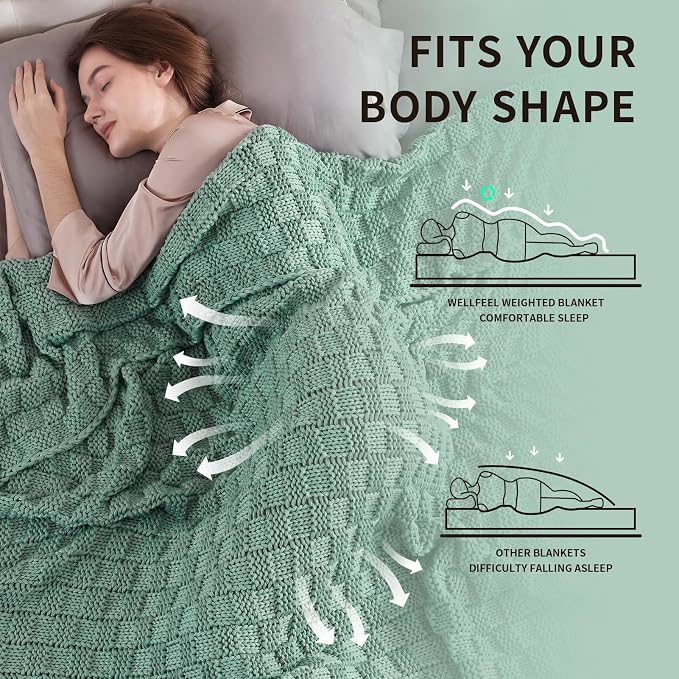 Knitted Weighted Blanket for Adult, No Beads Heavy Blanket 50” x 60'' 7lbs - Image 3