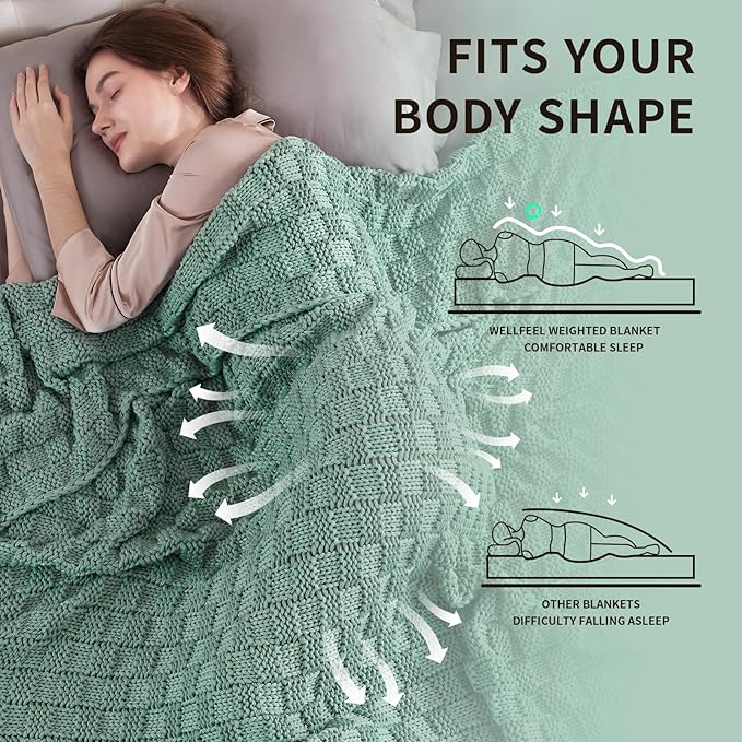 Knitted Weighted Blanket for Adult, No Beads Heavy Blanket 70” x 90'' 20lbs - Image 3