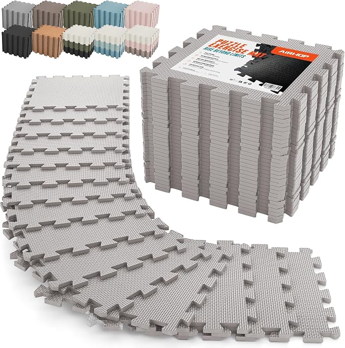 AIRHOP 18 PCS Gym Floor Mat, EVA Foam Puzzle Gym Mat, High-Density Interlocking by Airhop