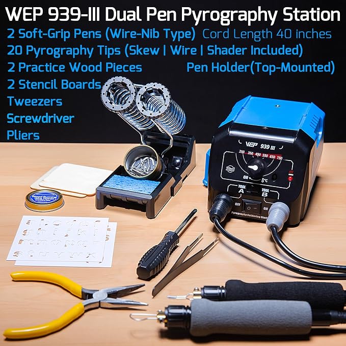 WEP 939-III Dual Pen Wood Burning Kit 34-in-1 - Image 4