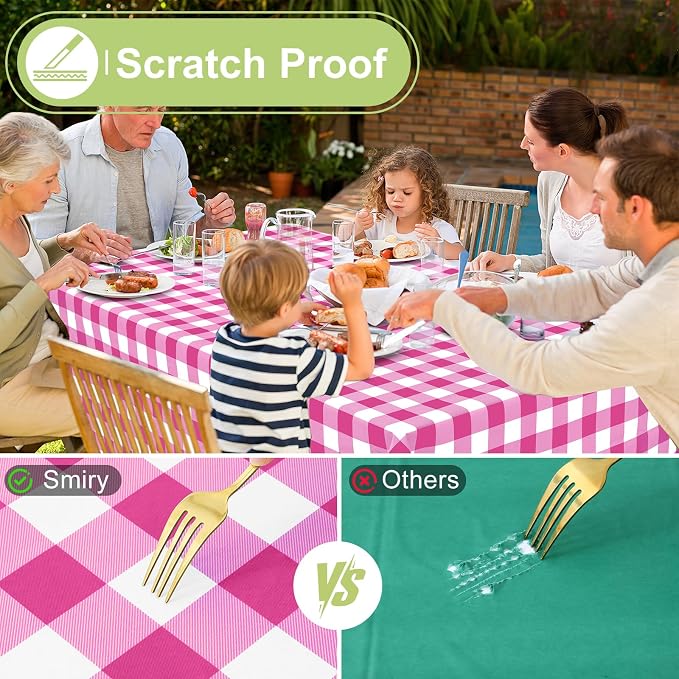 Smiry Rectangle Table Cloth, Waterproof Vinyl Tablecloth - Image 5
