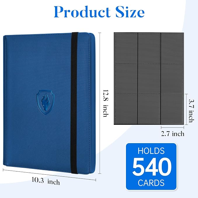 Premium 9 Pocket Card Binder for 540 Cards, Fabmaker PU Cover Trading Card - Image 6