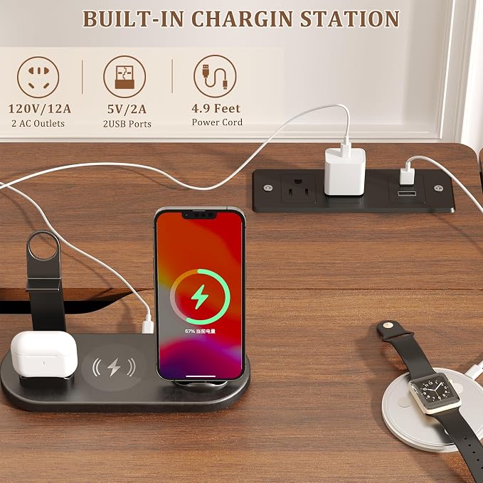 Drafting Table with Storage Cabinet & Drawers, Adjustable Drawing Table with - Image 4
