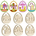 36PCS Wooden Easter Ornaments to Paint, Christian DIY Blank Unfinished Wood Egg by Sophena