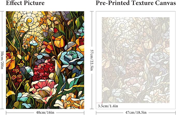 Flower Paint by Numbers Kit for Adults Beginner, Stained Glass Flowers Paint by - Image 3