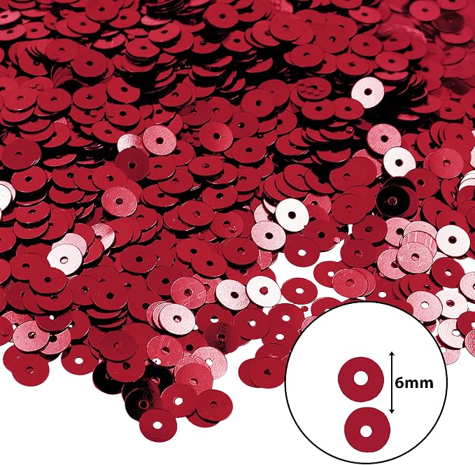 Mandala Crafts 6mm Flat Round Burgundy Sequins - Image 3