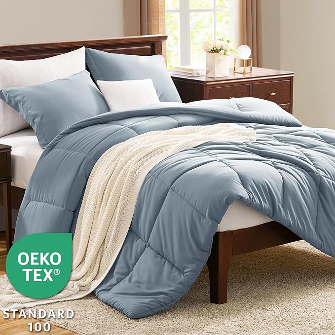 CozyLux Twin/Twin XL Comforter Set Grayish Blue - Image 3