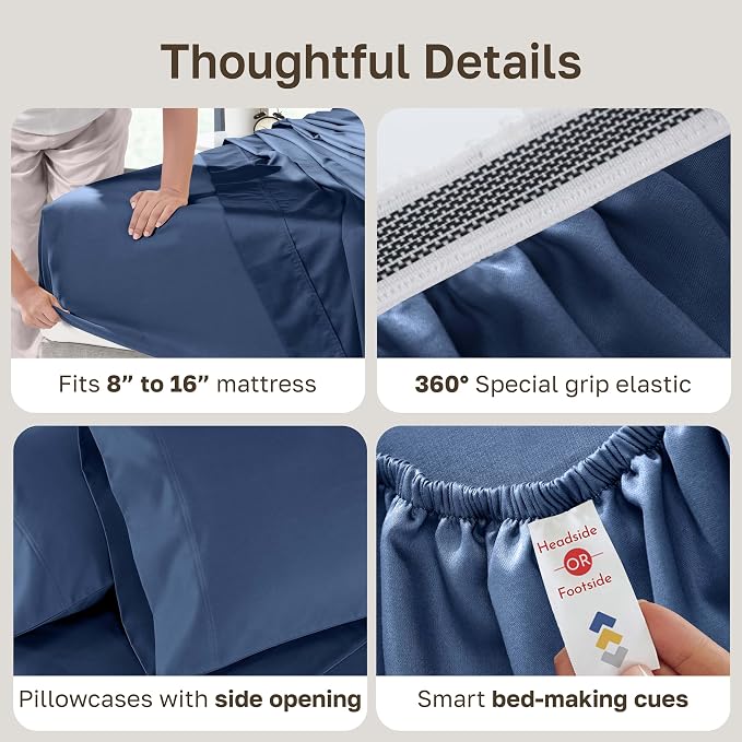 California Design Den Natural 100% Cotton Queen Sheet Set - Image 5