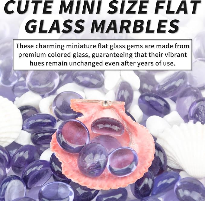 1 LB Purple Flat Glass Beads, 160-180PCS Small Glass Marbles, Mini Flat Round - Image 5