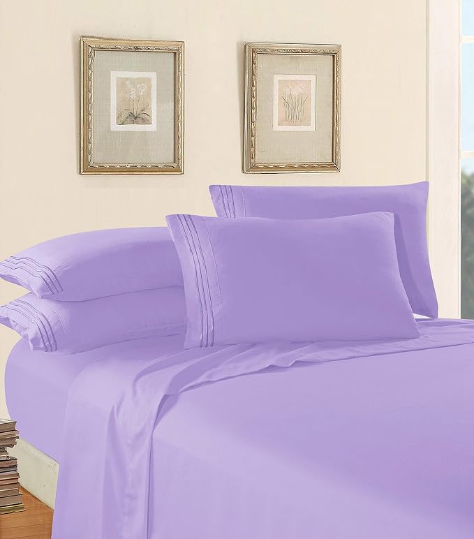 Elegant Comfort Luxury Soft 1500 Premier Hotel Quality 4-Piece Sheet Wrinkle - Image 3
