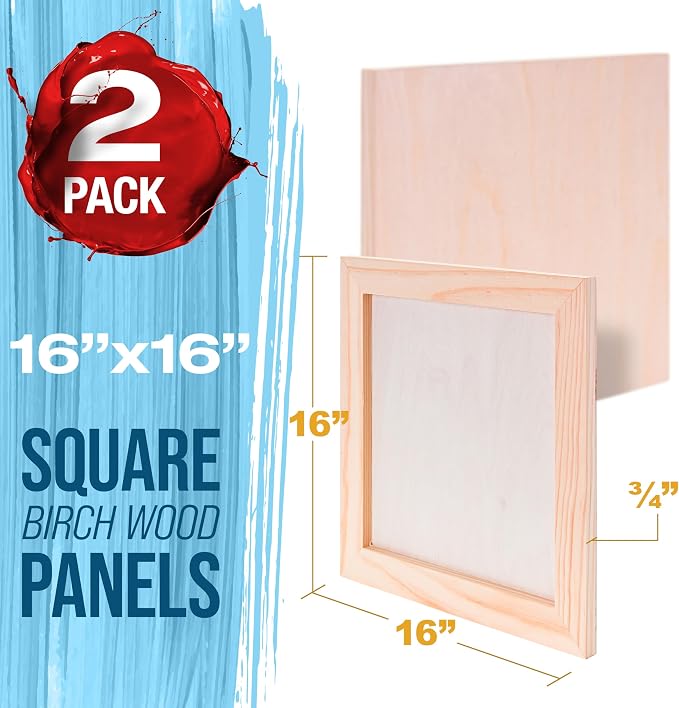 U.S. Art Supply 16" x 16" Unfinished Cradled Wood Panels - Image 2