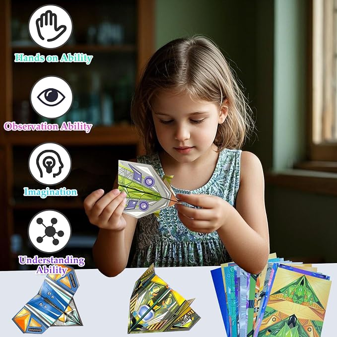 Xuoent Paper Airplane Kit, Kids Origami Kit, World Classic Paper Planes - Image 2