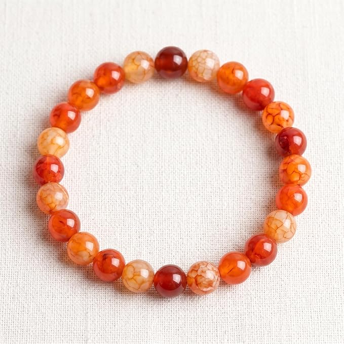 35pcs Smooth Natural Orange Agate Beads，10mm Dragon Vein Gemstone Round Loose - Image 4