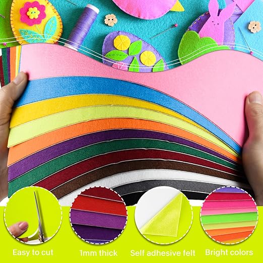 Morcheiong 12 Pcs Self Adhesive Felt Sheet Soft Felt Sheets - Image 3