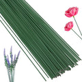 100 Pcs Floral Stems Wire for Paper Flower, 14 Inch 2 Gauge Dark Green Floral by Rrshnsgv