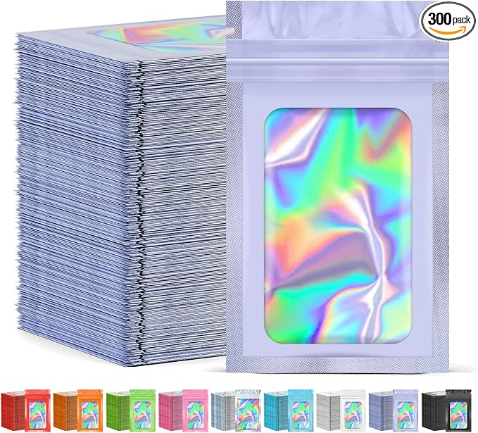 JETMORE 300 Pcs Mylar Bags, Smell Proof Bags Foil Pouch, Holographic Resealable by Jetmore