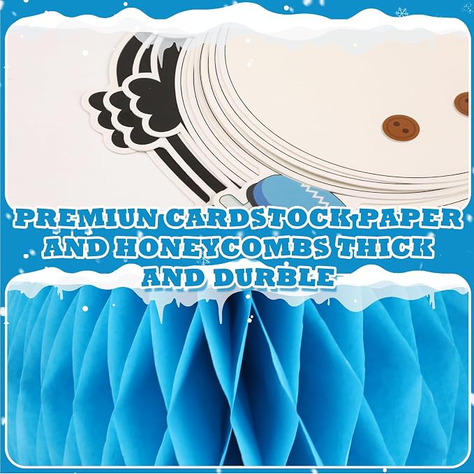 Naozinebi 53PCS 3D Winter Honeycomb Bulletin Board Snowflake Penguin Bulletin - Image 4