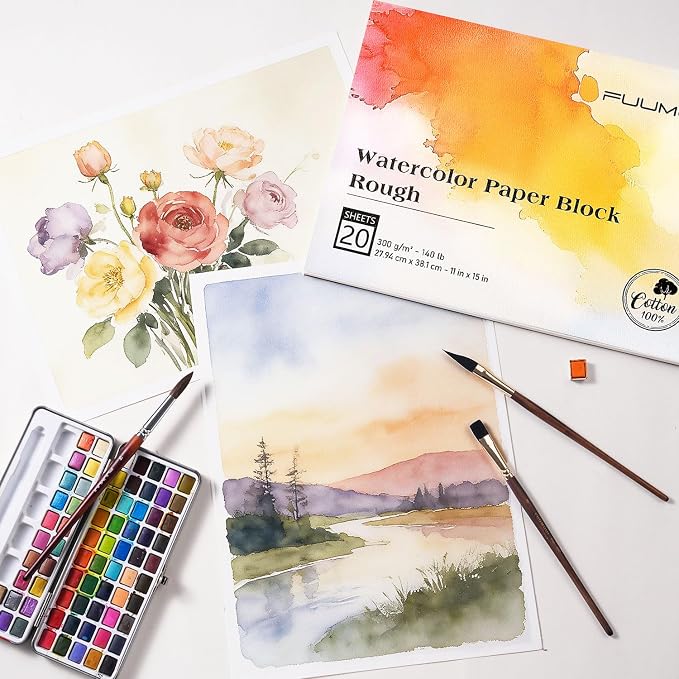 Fuumuui 11×15 Watercolor Paper Block, Textured Rough 100% Cotton Watercolor - Image 8