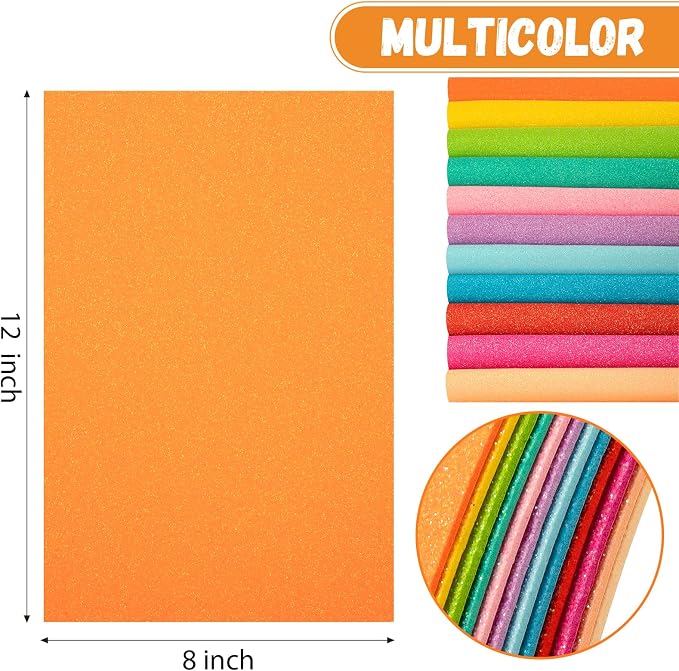 12 Pack Glitter Foam Sheets Craft 8 x 12 inch, 12 Colors | Sparkles Foam Paper - Image 2