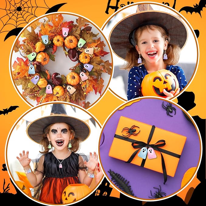 Augshy 64Pcs Halloween Luminous Mini Resin Ghost Charms Jewelry Making | - Image 7