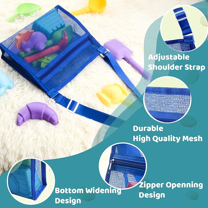 MUYIZI Mesh Beach Bag for Collecting Shells 3 Pack, Shell Bags for Beach - Image 5