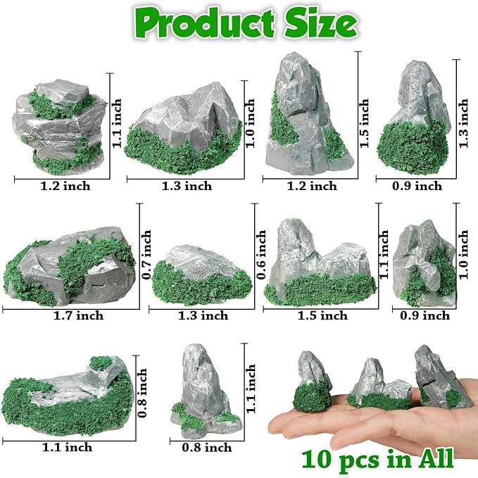 Warmtree 10 Pcs Diorama Rocks Fake Rock Miniature Stone Rock Statue - Image 2
