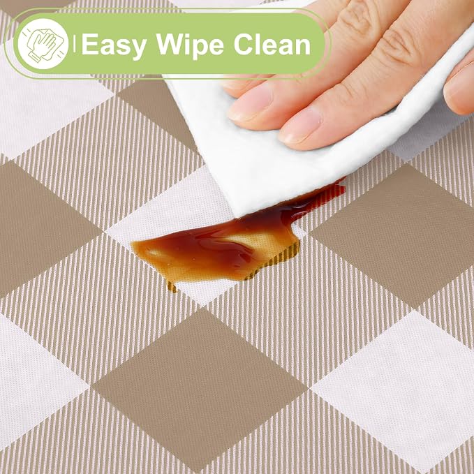Smiry Rectangle Table Cloth, Waterproof Vinyl Tablecloth - Image 3