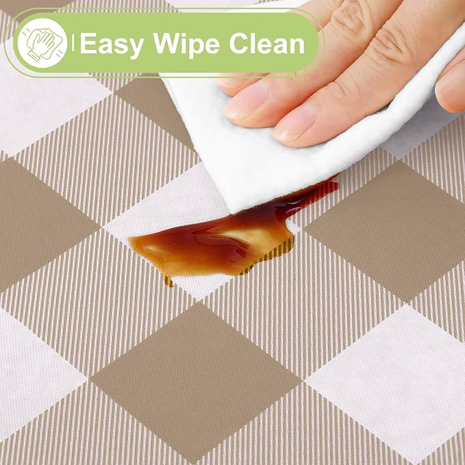 Smiry Rectangle Table Cloth, Waterproof Vinyl Tablecloth - Image 3