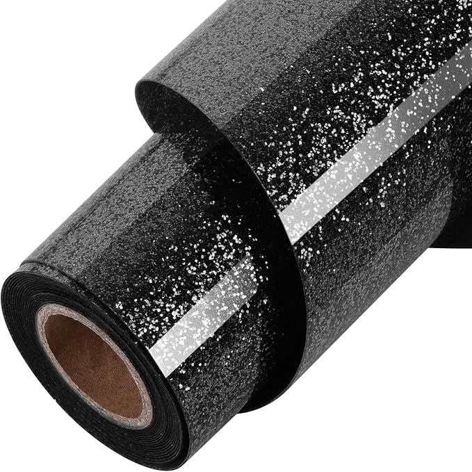 ​TORC Black Glitter HTV Black Heat Transfer Vinyl HTV Rolls by TORC