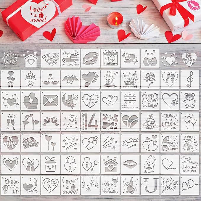 Marspark 66 Pcs Small Stencils for Crafts Reusable 3 Inch Stencils for Painting by Marspark