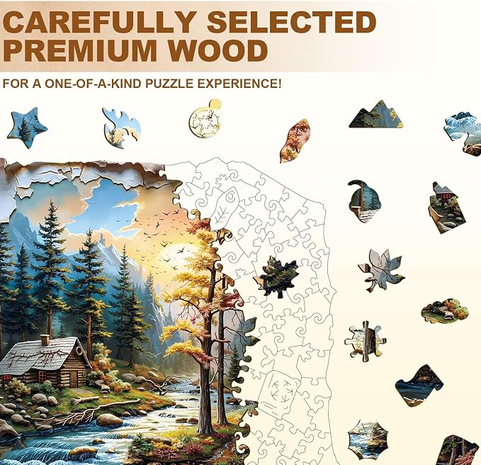 Autumn Dreamscape Puzzles Adults Gifts Wooden 90 Pieces 7.7 * 7.6in - Image 3