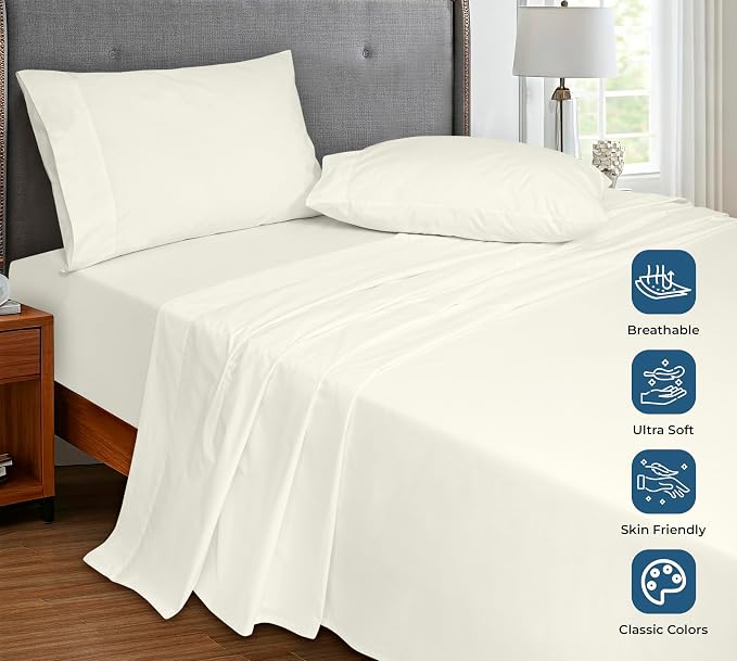 Royale Linens 100% Organic Cotton Twin XL Flat Sheet Only - Image 4