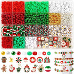 UPINS Christmas Bracelet Making Kit Red Green Clay Beads by UPINS