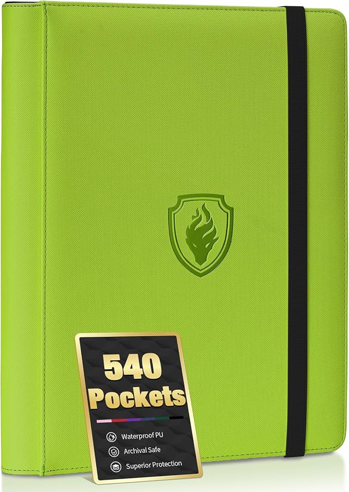 Premium 9 Pocket Card Binder for 540 Cards, Fabmaker PU Cover Trading Card by Fabmaker