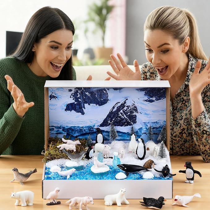 Teyva Daily 48 Pcs Arctic Animal Diorama Kit Habitat Project Box Set Arctic - Image 2