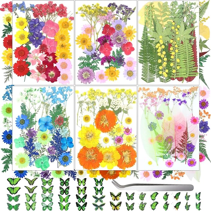 210 Pcs Dried Pressed Flowers for Resin, Dried Pressed Flowers for Crafts by VCTSELITY