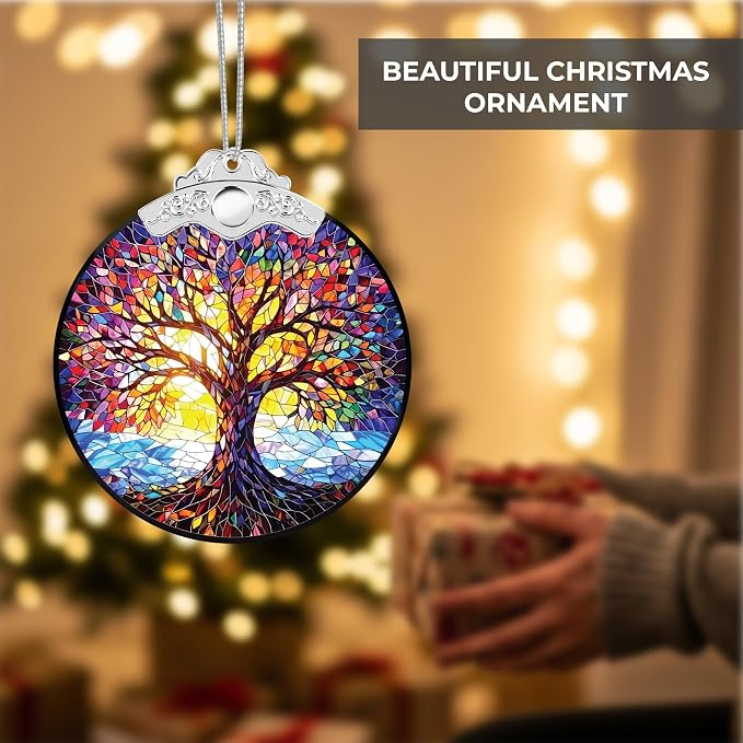 Christmas Ornaments 2025 Faux Stained Glass Effect, Christmas Tree Ornaments - Image 5
