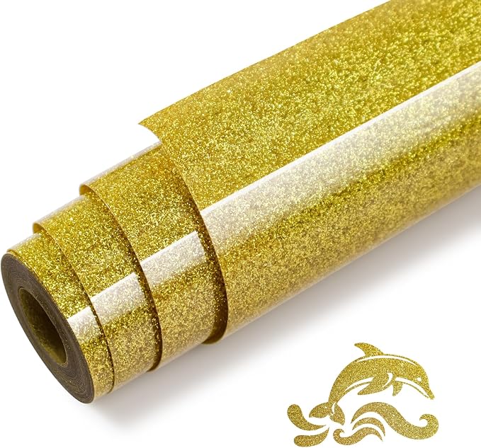 Gold Glitter HTV Heat Transfer Vinyl by WRTUUED