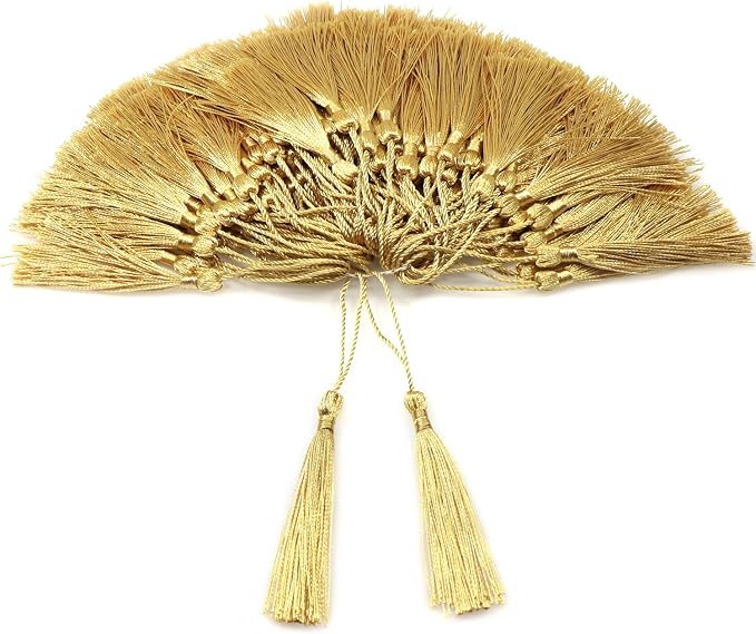 VAPKER 100 Pieces Light Gold 13cm/5-Inch Silky Handmade Soft Tassels Floss by VAPKER