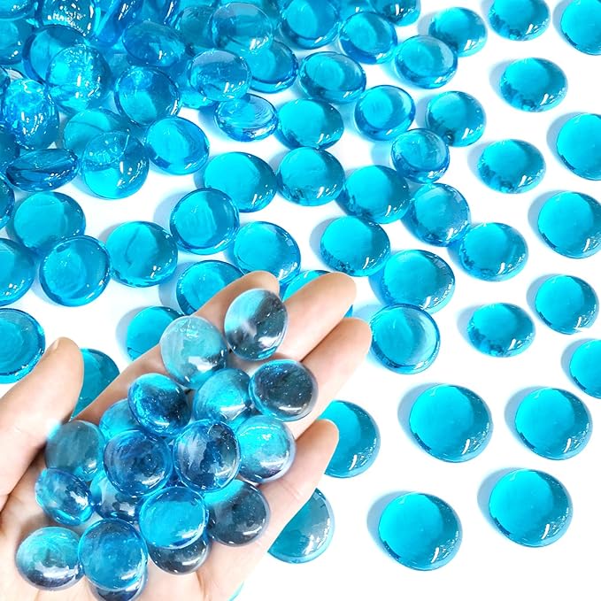 FANTIAN 1 lb Blue Flat Glass Marbles by FANTIAN-GardeningMakesLifeBetter