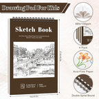 4 Pack Small Sketch Books, 5.5 x 8.5 Inch Mini Sketchbook, 68lb/100gsm Spiral - Image 2