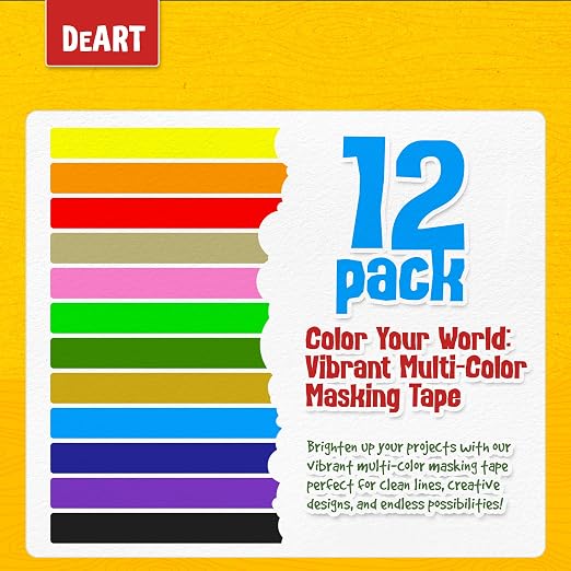 DEART Colored Masking Tape 12 Pack 1 inch Color Painters Tape - Image 8