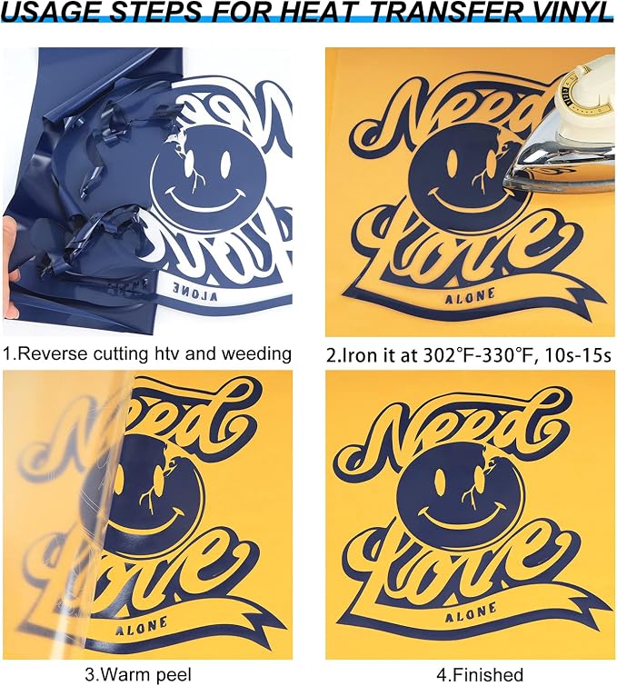 TUMIYA Navy Blue Heat Transfer Vinyl HTV Rolls, Glossy Adhesive HTV Vinyl - Image 4