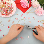 SANNIX 110Pcs Valentine's Day Charms Gold Enamel Jewelry Making Charm Pink - Image 3