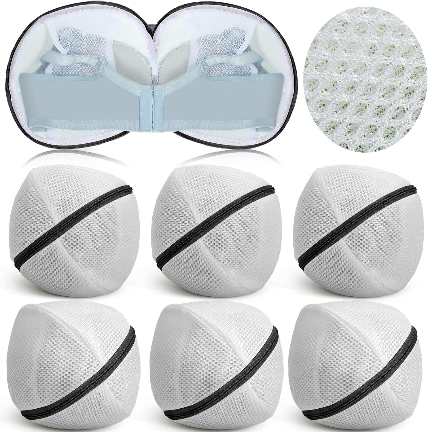 Shappy 6 Pieces Bra Washing Bag for Laundry Mesh Wash Lingerie Underwear Brassiere Washing Bags with Zipper for Women Laundry Storage(7.87 Inch,Black)